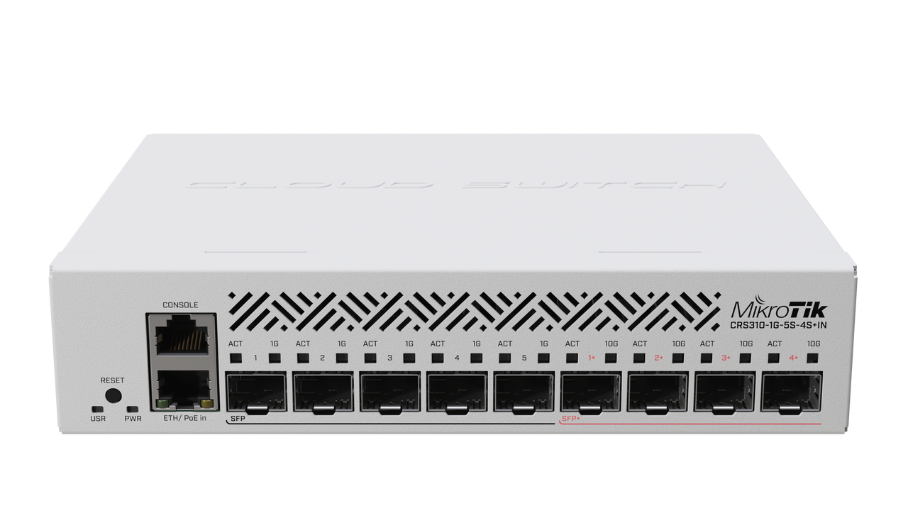 Mikrotik CRS310-1G-5S-4S+in 5 x SFP Ports 4 x SFP+ Ports and 1 x Gigabit Ethernet Port