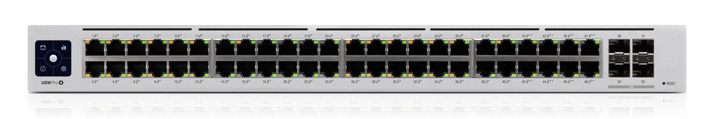 Switch 48p Giga 48x POE, 4Sfp 10Gb Unifi 8 GbE, 802.3bt y 40 Poe 802.3at, 600w Admin, L3 Sw Feat, fanless, USW-PRO-48-POE