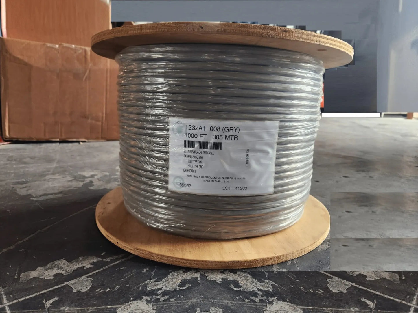 25 Pair Telephone Cable Cat3, 1000ft AWG24 CMR, PVC Gray, Belden 1232A. SHIPPING FREE USA