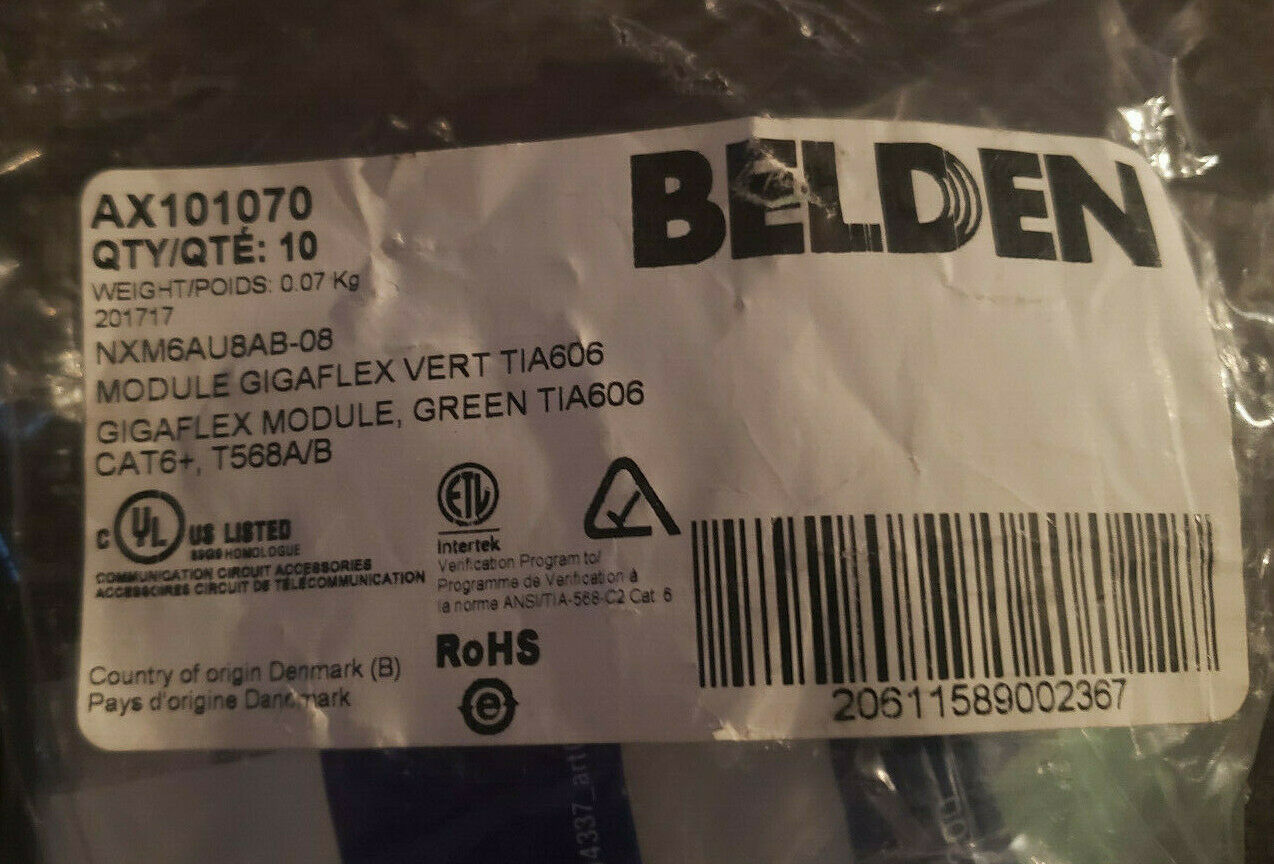 Belden Ax101070 Cat6 Modular Jack Rj45 Mdvo Style - Green (Tia 606)