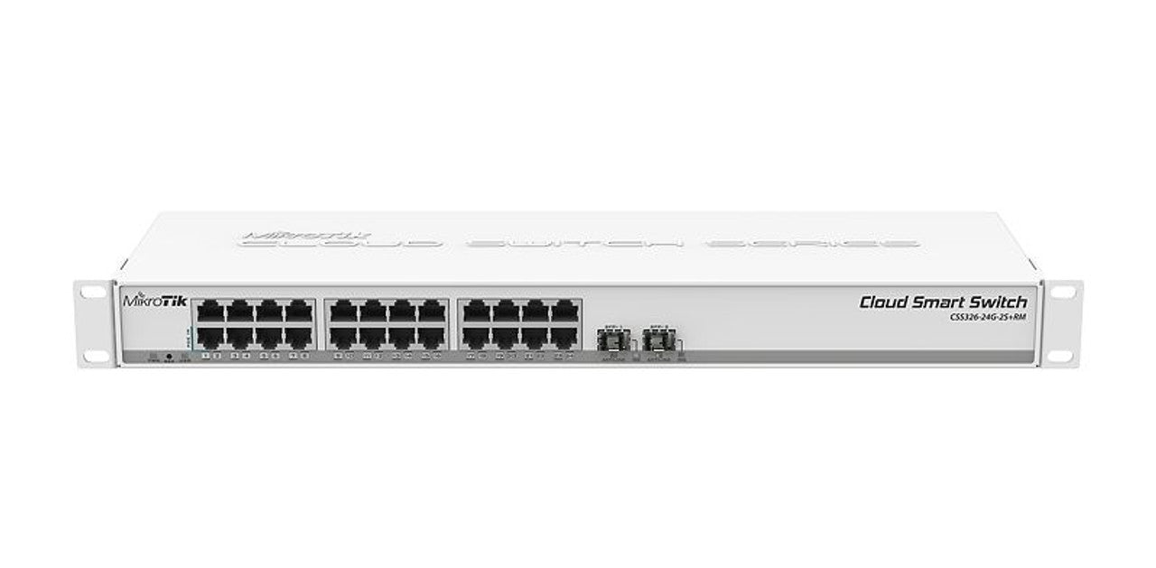 Switch 24 Ptos Mikrotik +2Sfp 1000Mbps Management Cloud Sw Series, Layer 2, Rack 1U OS v6, Level 5 license. Mikrotik.