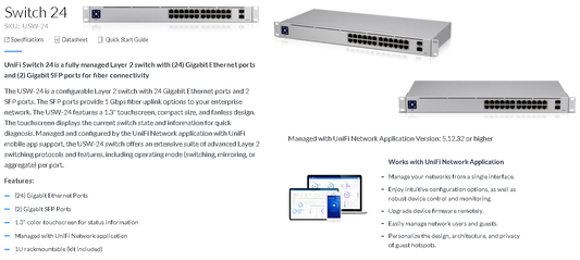 Switch 24 port Gigabit, POE UNIFI, are 16 ports POE and 8 Not POE  plus 2  Port Sfp, Layer 2
