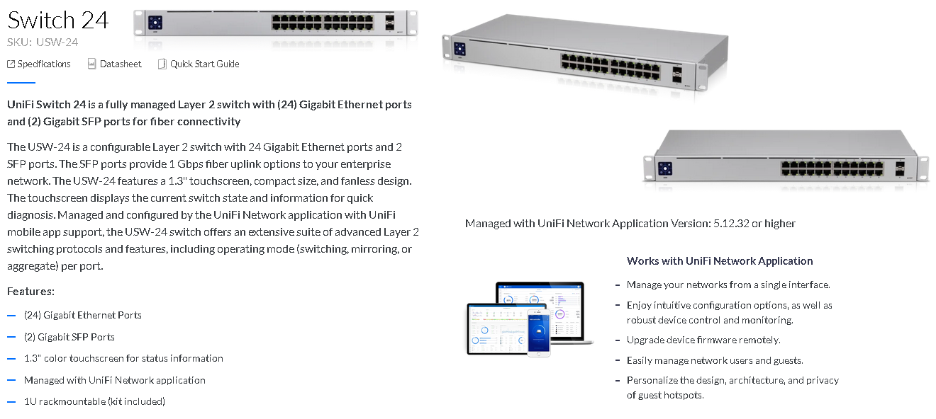 Switch 24 port Gigabit, POE UNIFI, have 16 ports POE and 8 Non POE plus 2 Port Sfp, Layer 2